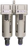 SMC Filterkombination - Feinfilter 5�m + Mikrofilter 0.3�m - für Rohrleitungseinbau - Modulbauweise/10 bar - automat. Kondensatablass