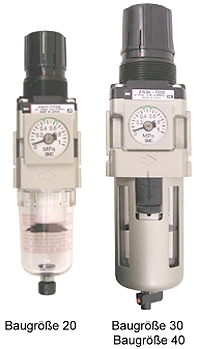 SMC Filterregler 0,3 �m - bis 8,5bar - bis 120l/min - 1/8\' bis 1/2\' Anschluss - mit integriertem Manometer - manueller Kondensatablass - verblockbar - \'Mikro\'