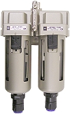 SMC Filterkombination - Feinfilter 5�m + Mikrofilter 0.3�m - für Wandmontage - Modulbauweise/10 bar - automat. Kondensatablass