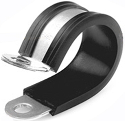 Rohrschelle mit Gummi - Stahl verzinkt - 25mm breit - � 33 bis 70 mm