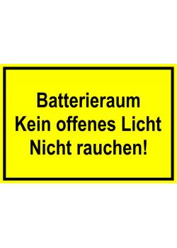 Warnschild - 'Batterieraum Kein off. Licht Nicht Rauchen'
