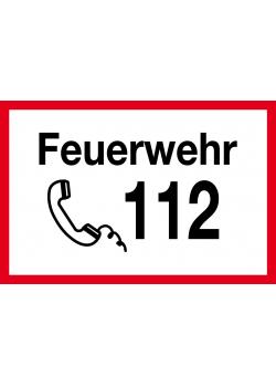 Brandschutzzeichen 'Feuerwehr 112' 20x30cm / 30x45cm