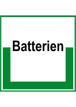 Umweltschild 'Sammelbehälter für Batterien' - 5 bis 40cm