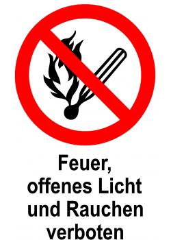 Verbotsschild - 'Feuer, offenes Licht und Rauchen verboten' 20x30cm / 30x45cm