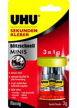 UHU-Sekundenkleber - minis - 3x1 g