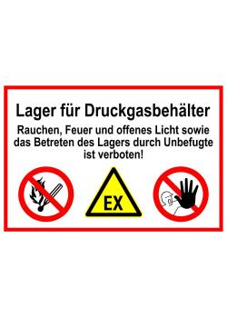 Warnschild - 'Lager für Druckgasbehälter' 20x30cm/30x45cm