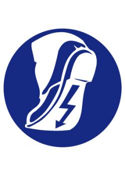 Gebotszeichen 'Leitfähiges Schuhwerk tragen' - Durchmesser 5-40 cm