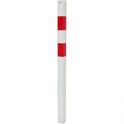Absperrpfosten - Stahl - 1400mm - weiß/rot - zum Einbetonieren - mit/ohne Öse