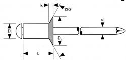 Blindnieten - Alu - Senkkopf 120� - Nieten-� 4mm - Gesipa