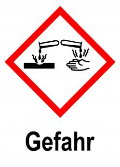 GHS Kennzeichen 'Hautätzend, auf Metall korrosiv wirkend'