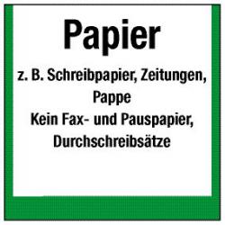 Umweltschild 'Sammelbehälter für Papier' - 5 bis 40cm