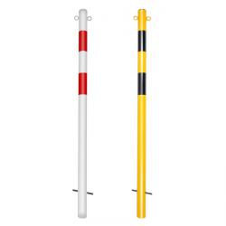 Absperrpfosten - Stahl - 1400mm - weiß/rot o. scwarz/gelb - mit/ohne Öse - zum Einbetonieren