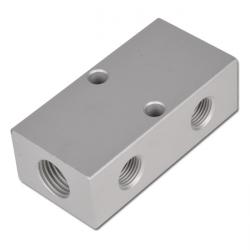 2-fach Verteilerleiste einseitig - Aluminium - 16 bar