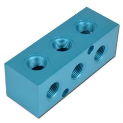 Kreuz Verteilerblock Alu 9/12 fach - max. 16 bar