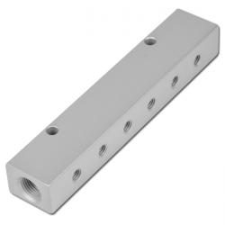 6-fach Verteilerleiste - einseitige Abgänge - Aluminium - 16 bar