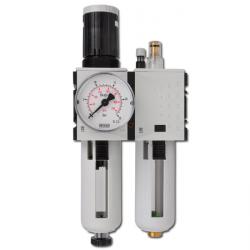 Wartungseinheit Futura - Filterregler 5�m + Tropfenöler - 16bar - bis 3500l/min - mit Manometer - Handablass