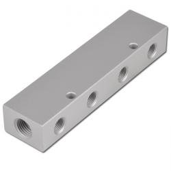 8-fach Verteilerleiste doppelseitig - Aluminium - 16 bar