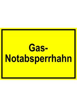 Warnschild  'Gas Notabsperrhahn'