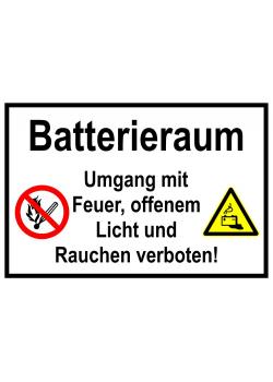 Warnschild - 'Batterieraum' 20x30cm/30x45cm