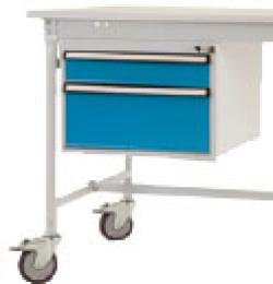 Unterbaugehäuse - mobil - grau/blau - 2 Schubfächer - B500xT580xH360 mm - komplett - \'BASIS\'