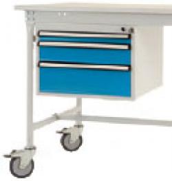Unterbaugehäuse - mobil - grau/blau - 3 Schubfächer - B500xT580xH360 mm - komplett - \'BASIS\'