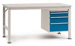 Einzel-Arbeitstisch \'UNIVERSAL\' - mit Unterbauschrank - 4 Blockschubfächern