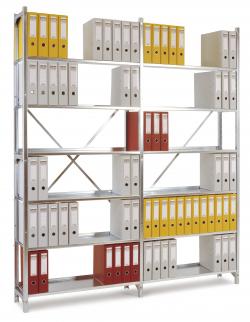 Aktenregal \'registra\' - Stahl - Höhe 2600mm - 7 Fachböden - verinkt - Tiefe 300mm