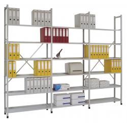 Büroregal \'registra\' - Stahl - Höhe 2250mm - 6 Fachböden - Tiefe 300mm - lichtgrau - komplett pulverbeschichtet