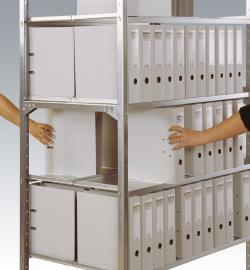 Büroregal \'registra\' - doppelt - Stahl - Höhe 2250mm - 2x6 Fachböd. - Tiefe 600mm - lichtgrau - pulverbeschichtet