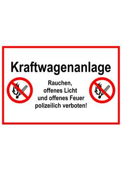 Warnschild 'Kraftwagenanlage' 20x30cm/30x45cm