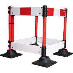 Schachtschutzgitter aus Kunststoff - LxB 920 x 920 mm - rot / weiß reflektierend - inkl. Standfüße
