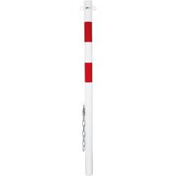 Absperrpfosten - Stahl - 1400mm - weiß/rot - zum Einbetonieren - mit/ohne Öse - inkl. Bodenhülse