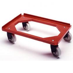 Rollenwagen für Kunststoffkästen - rot lebensmittelecht