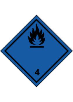 Gefahrgutzeichen 'Entzündliche Feststoffe  (wasseraktiv)-Klasse 4' - Seitenlänge 5-40 cm