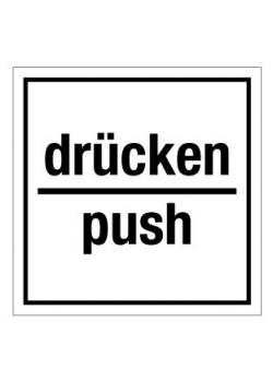 Türkennzeichnung 'drücken / push' - 50 mm bis 400 mm