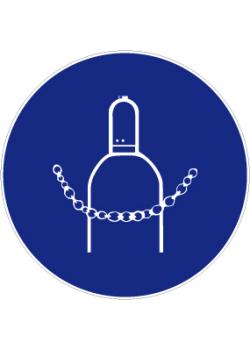Gebotszeichen 'Druckgasflasche durch Kette sichern' - Durchmesser 5-40 cm