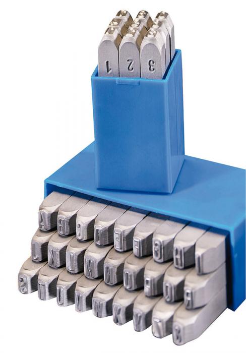 GRAVUREM-NR.1 Schlagzahlen+Schlagbuchstaben Schlagstempel 0-9+A-Z,& 5mm Satz 