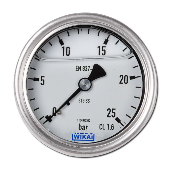 Manometer mit Glyzerienfüllung Ø 63mm Anschluss hinten mit BSPP Anschlussgewinde 