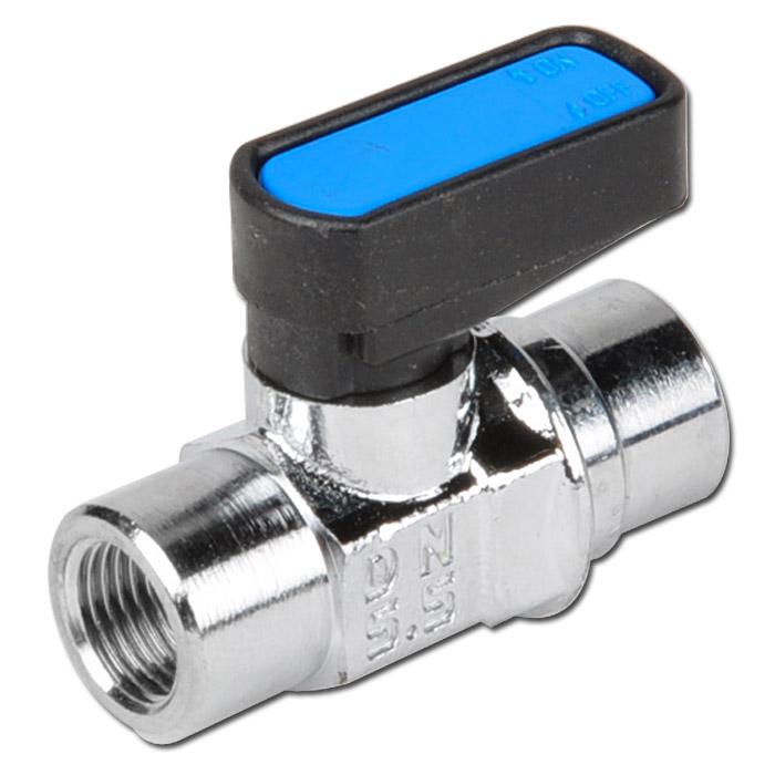 G1/4 Innengewinde Mini Messing Verchromt Kugelhahn Kugelventil mit Gerade Griff 