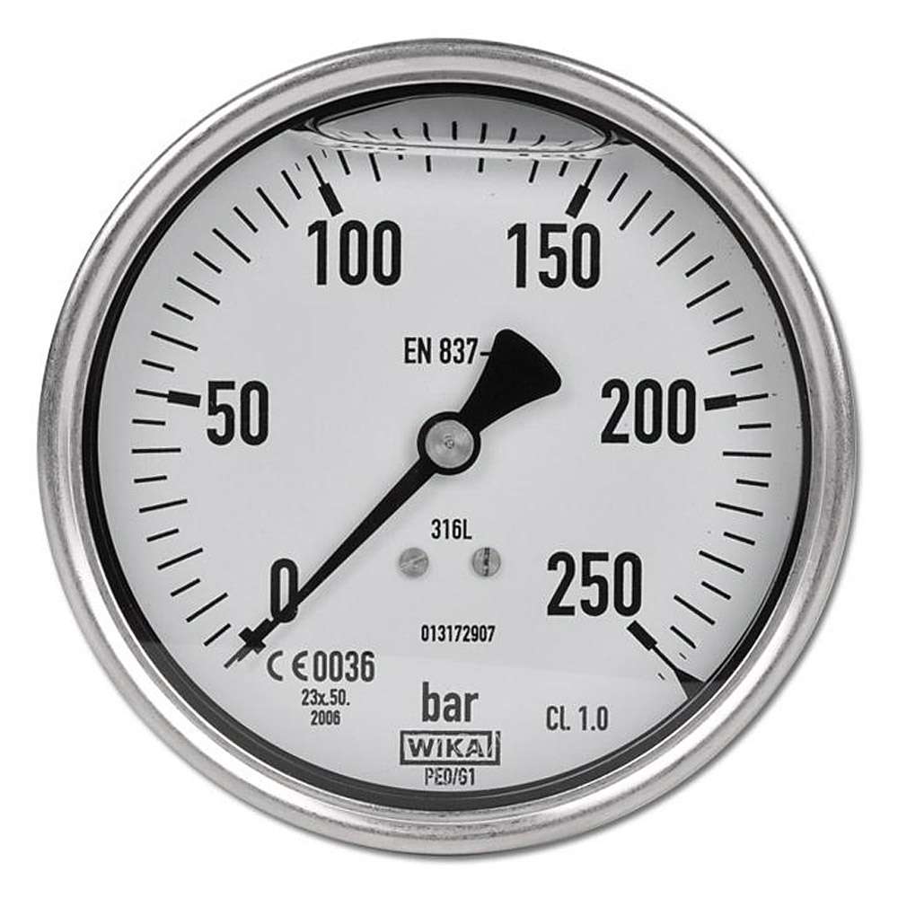 Manometer mit Glyzerinfüllung Chemieausführung, Ø 100, Klasse 1,0