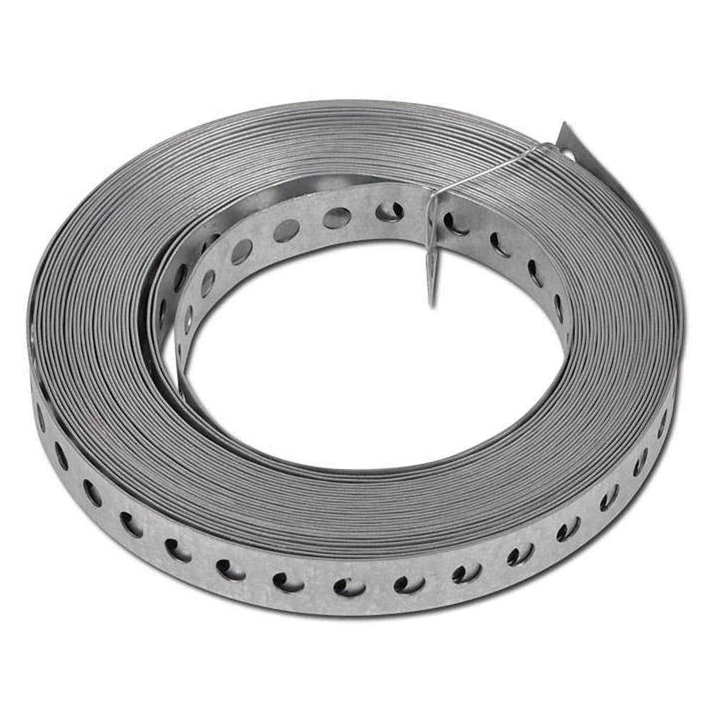 Lochband - Stahl verzinkt - verschiedene Ausführungen - Loch-Ø 5 bis 8,5 mm  - Bandbreite mm 14 bis 25 mm - Länge 10 m - Preis per Stück