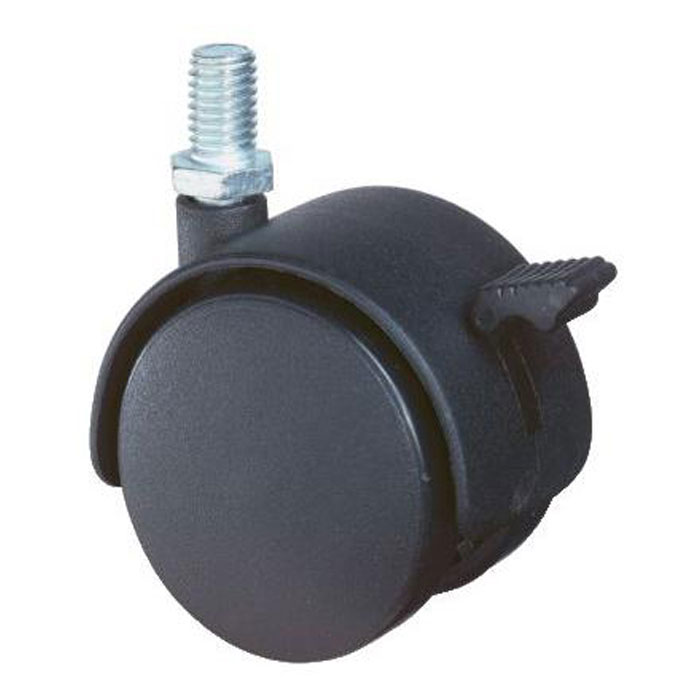 Möbelrolle Gummi grau 50 mm mit Bremse Gewindestift 8 Hartbodenrolle Fliesen Rad 