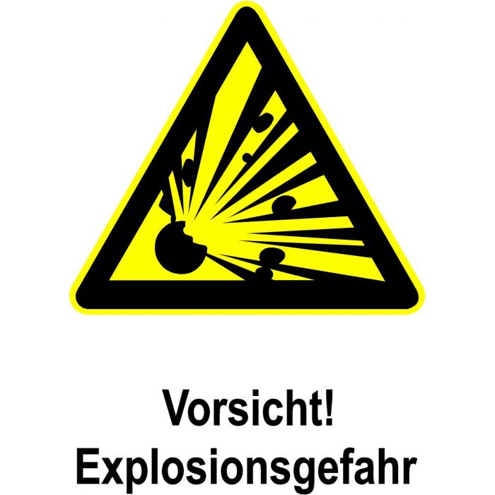 Schild Vorsicht Explosionsgefahr Alu 13,1x18,5 11.0404 