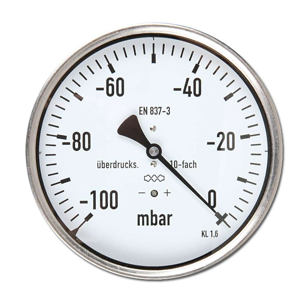 Kapselfedermanometer Manometer mit Kapselfeder waagerecht überlastbar mbar 